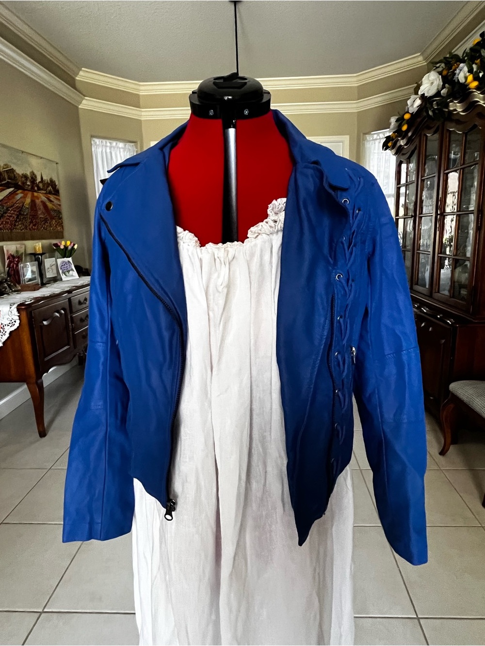 Rock & Republic Electric Blue  VEGAN Leather Moto Jacket